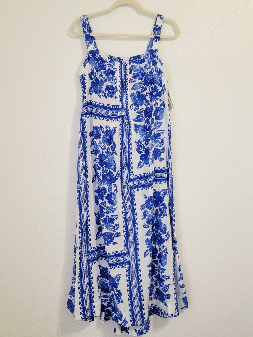 NWT Sonoma Blue White Mediteranean Print Maxi Sun Dress Medium - Picture 5 of 11